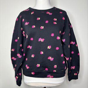 Rebecca Taylor Floriana Crop Floral Pullover Cotton Sweatshirt Size S